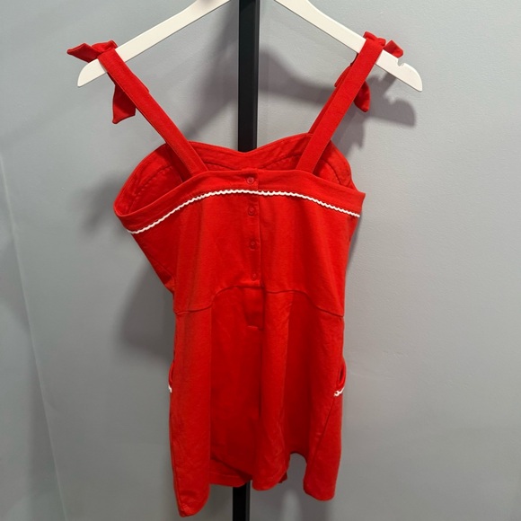 Janie and Jack Red Romper with White Trim - Picture 9 of 9